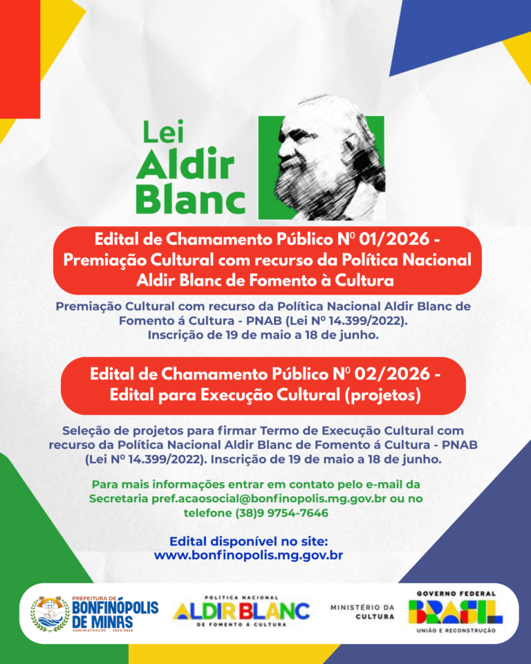 Política Nacional Aldir Blanc 2026 (PNAB): Participe dos Editais de Fomento à Cultura (Editais Nº1 e Nº2)